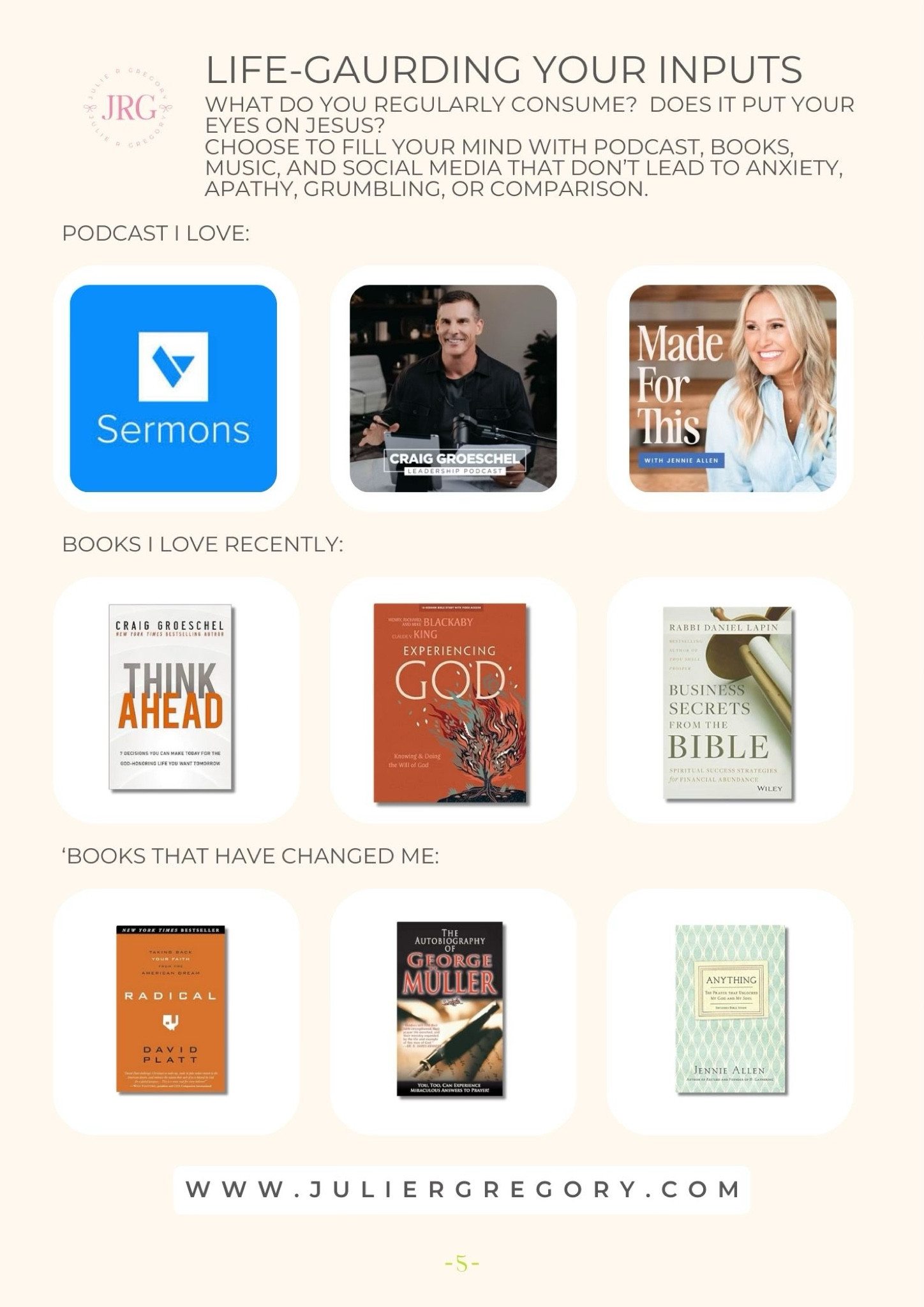 Some inputs in my life that I believe can serve you too.