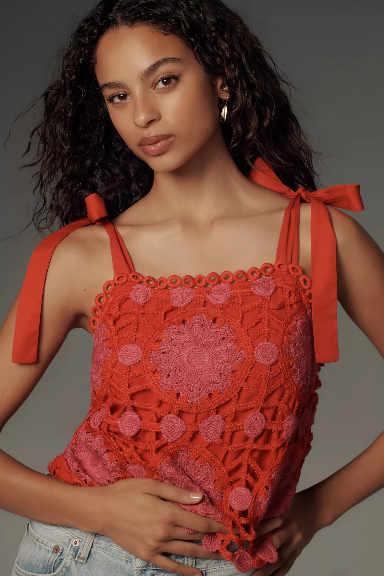 Sarah Hann Lyric Tie-Strap Lace Tank | Anthropologie (US)