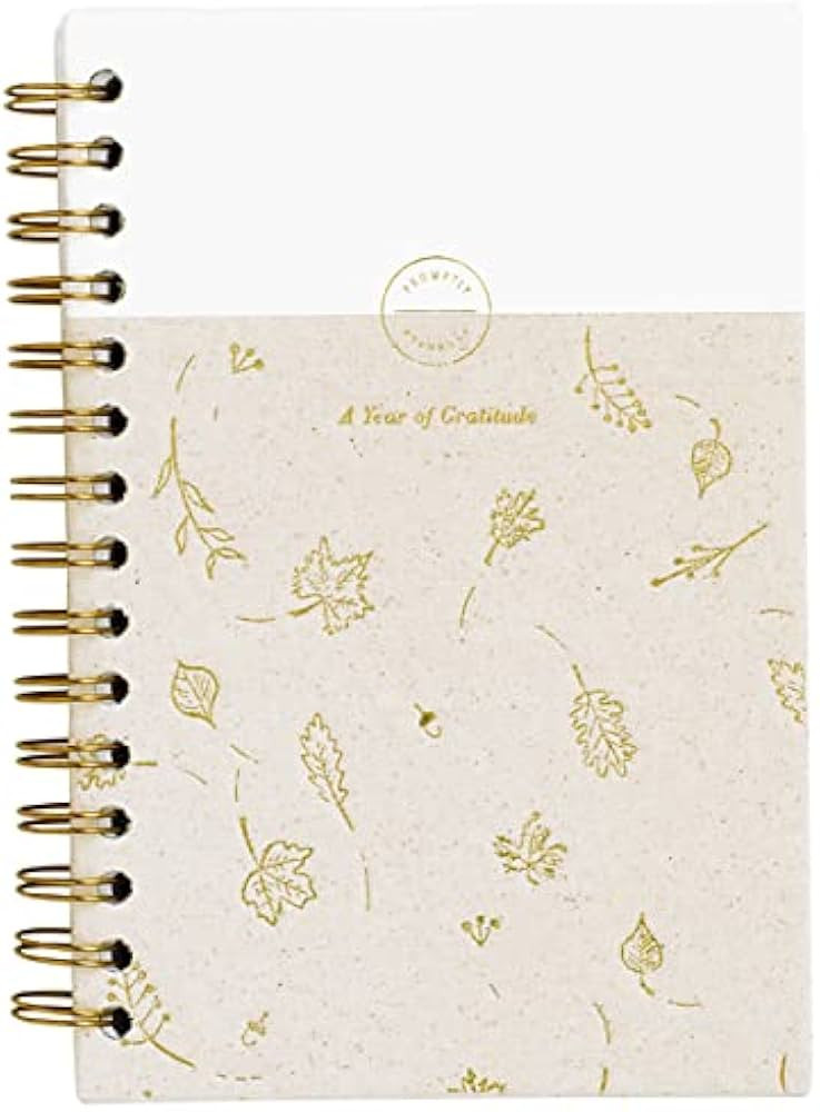 Promptly Journals, My Gratitude Journal: A Year of Thankfulness (Gold Leaf, Tan, Linen) | Daily G... | Amazon (US)