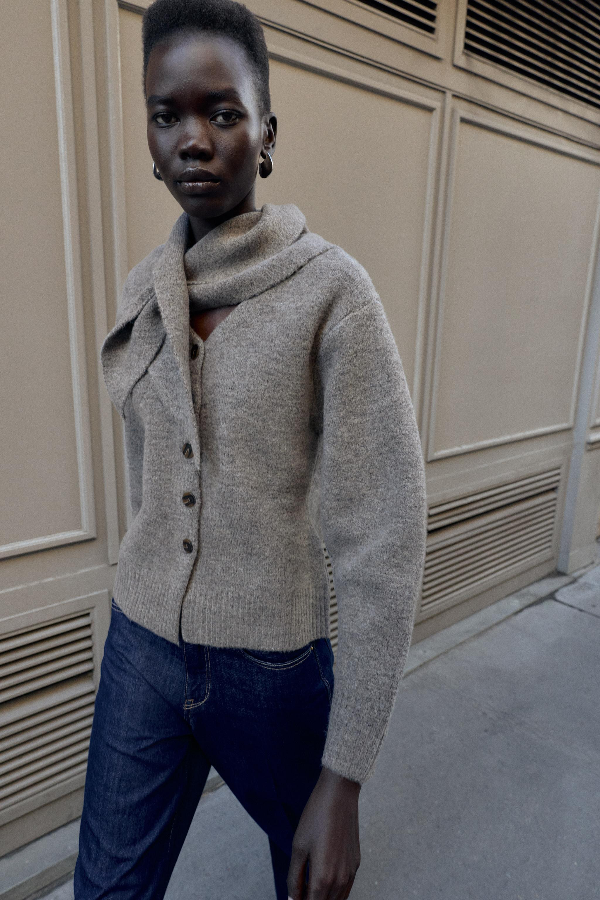 SCARF KNIT CARDIGAN | Zara US