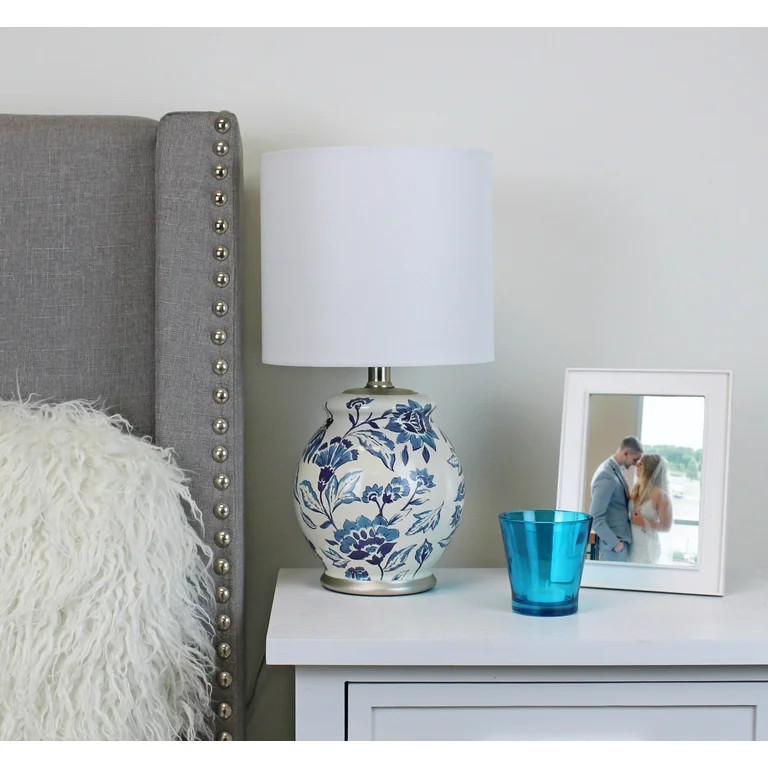 Better Homes & Gardens Floral Ceramic Lamp with Shade, 17" | Walmart (US)