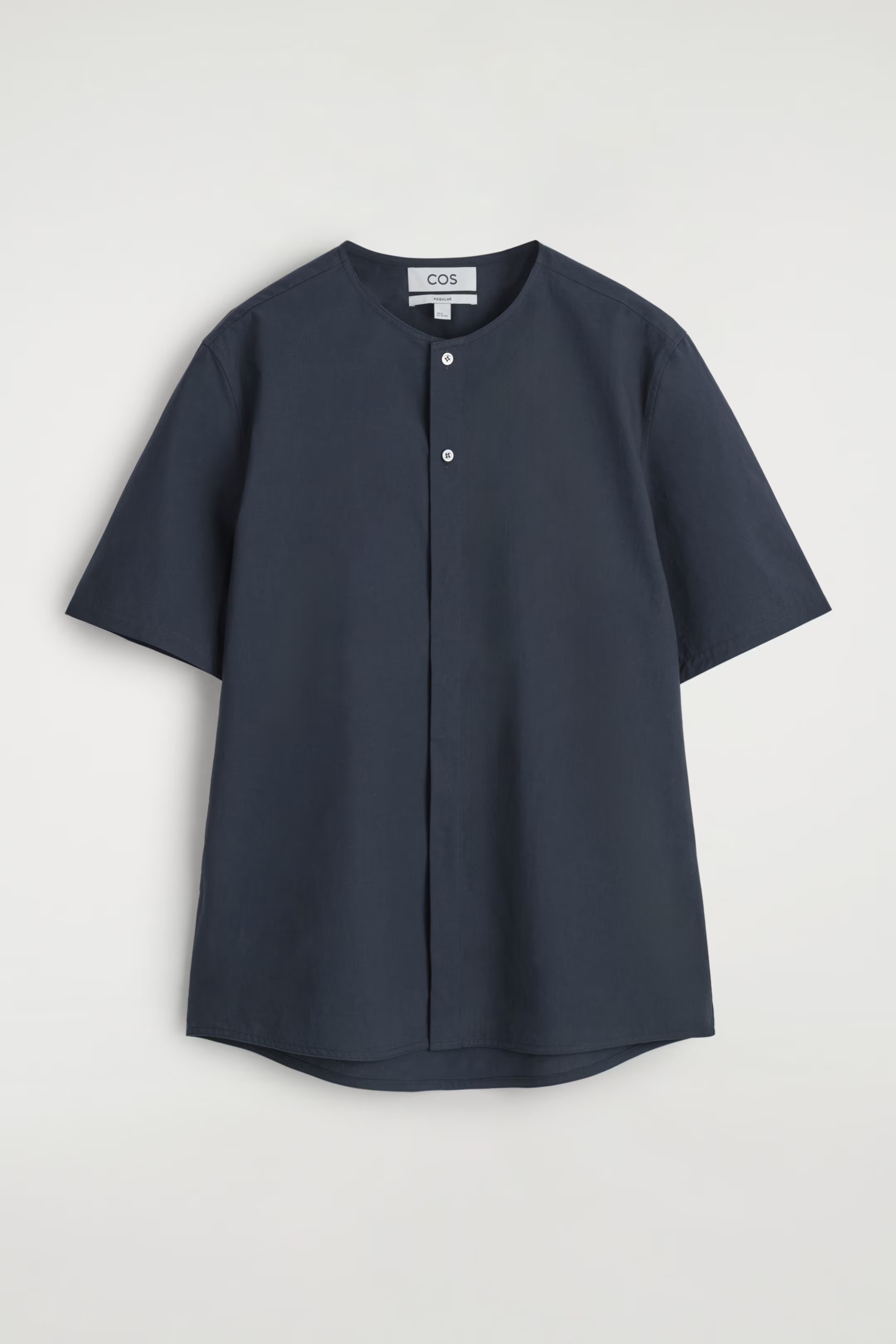 COLLARLESS PIMA COTTON SHIRT - NAVY | COS | COS UK