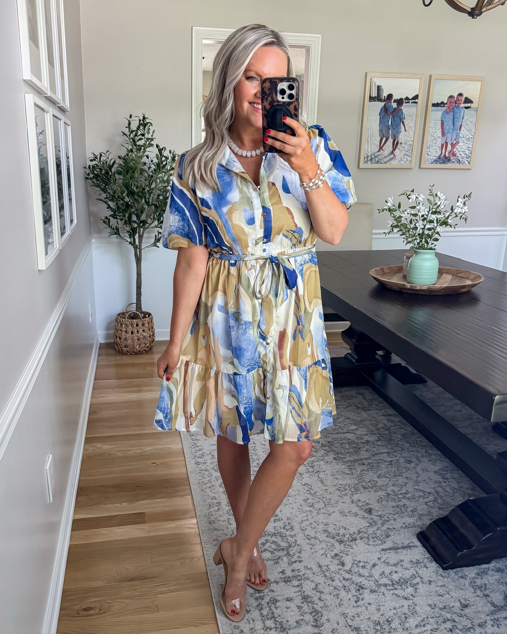 This dress is such a fun statement piece for spring and summer. The mix of blues and neutrals makes it easy to style, and the tie waist gives it a really flattering fit. Perfect for brunch, showers, or any day you want to feel a little more put together

printed dress outfit spring dress ideas summer outfit inspiration flattering dresses casual chic style mom style easy outfits lovelylifestyling 

#LTKSeasonal #LTKootd #LTKMothersDay