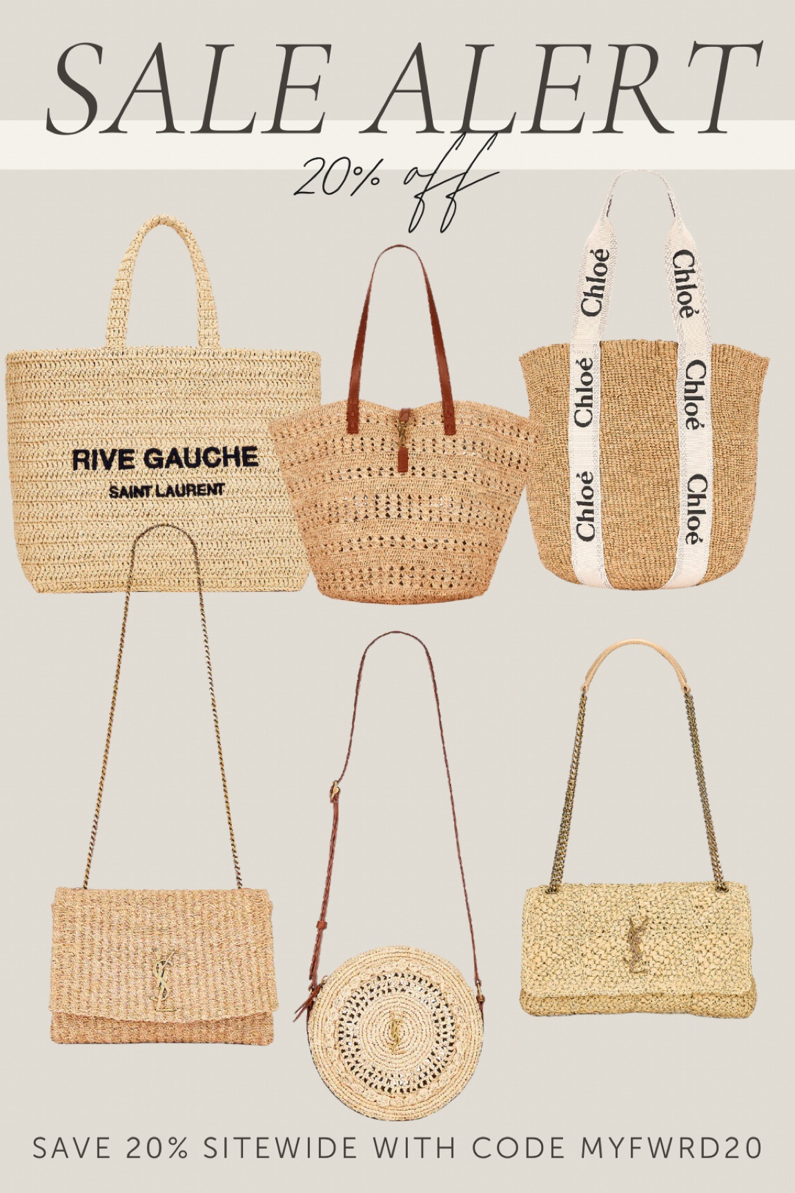 YSL // RIVE GAUCHE // SAINT LAURENT handbag sale // save 20% with code MYFWRD20 #strawbag #handbag #beachbag #summerbag #ysl #desighner #sale #chloe #resortwear #vacation #miami 

#LTKitbag #LTKtravel #LTKsalealert