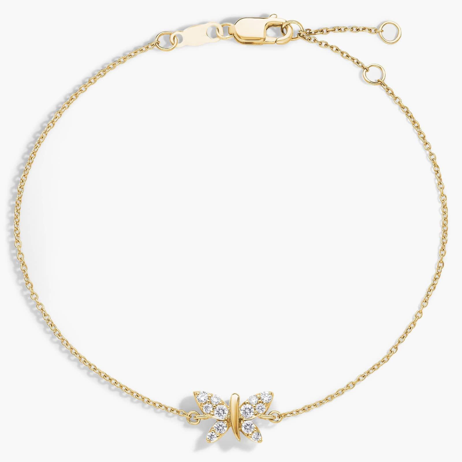 Diamond Butterfly Bracelet in 14k Yellow Gold (1/6 ct. tw.) | Blue Nile