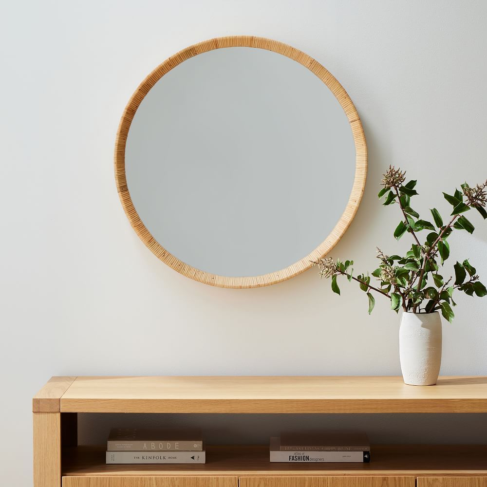 Woven Wall Mirror, Natural, Round, 30&amp;quot; | West Elm (US)