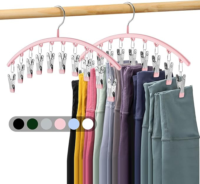 Legging Organizer for Closet, Metal Yoga Pants Hangers 2 Pack w/10 Clips Holds 20 Leggings, Hange... | Amazon (US)