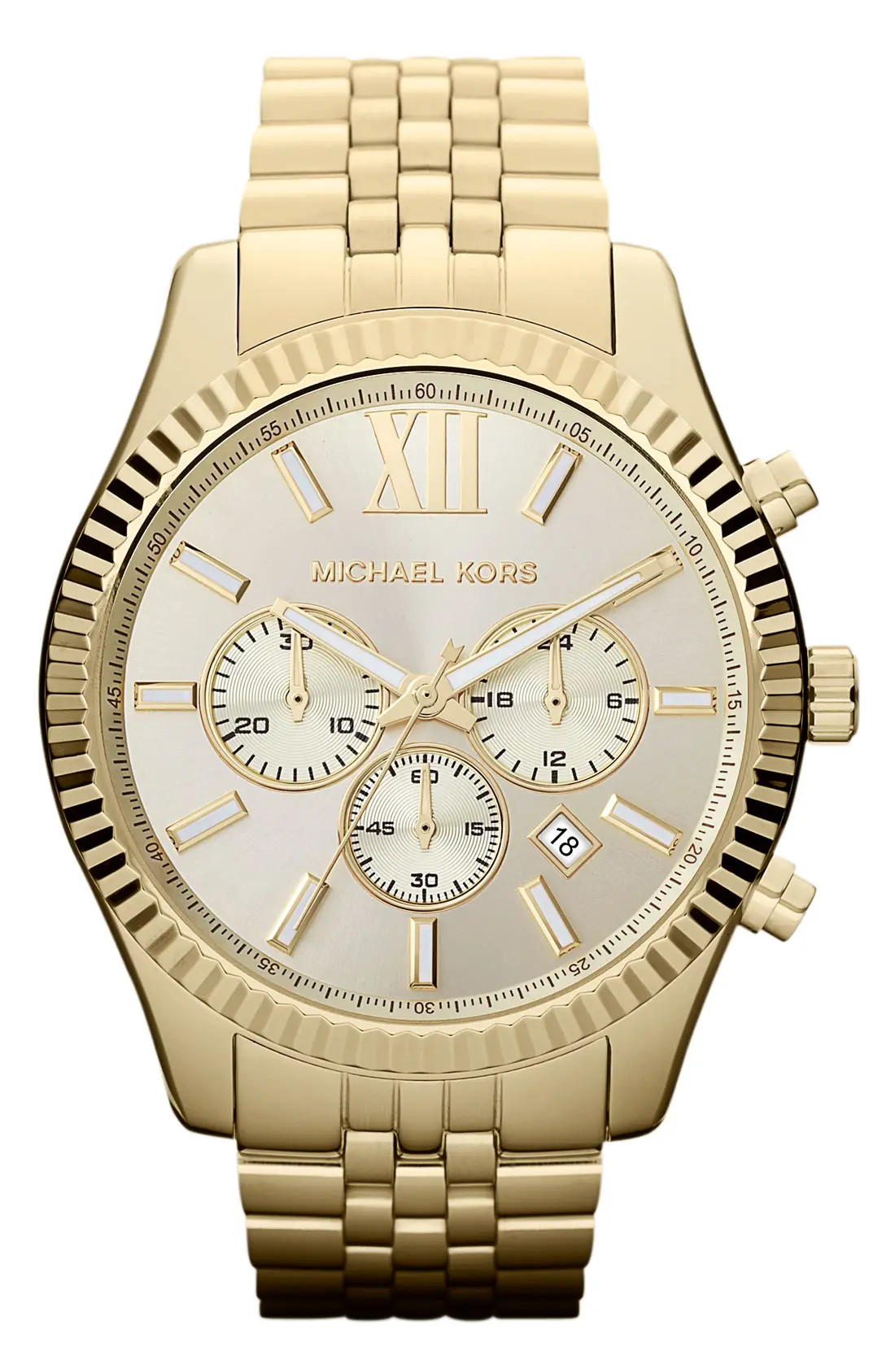 Michael Kors 'Large Lexington' Chronograph Bracelet Watch, 45mm in Gold at Nordstrom | Nordstrom
