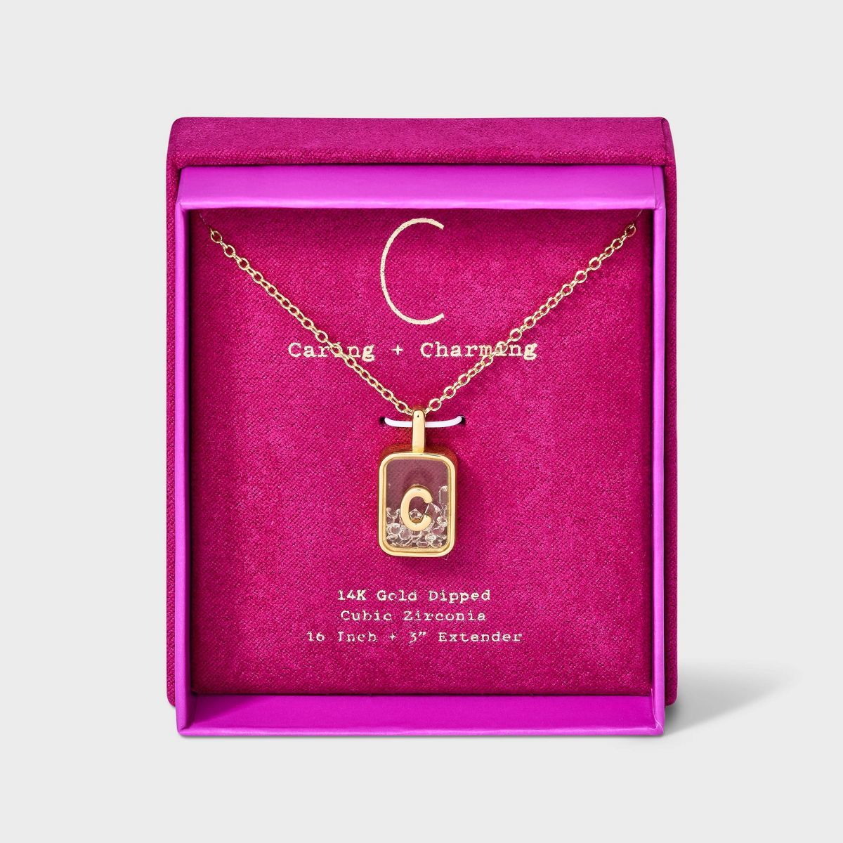 14k Gold Dipped Cubic Zirconia Pierced Initial Shaker Necklace - A New Day™ Gold | Target