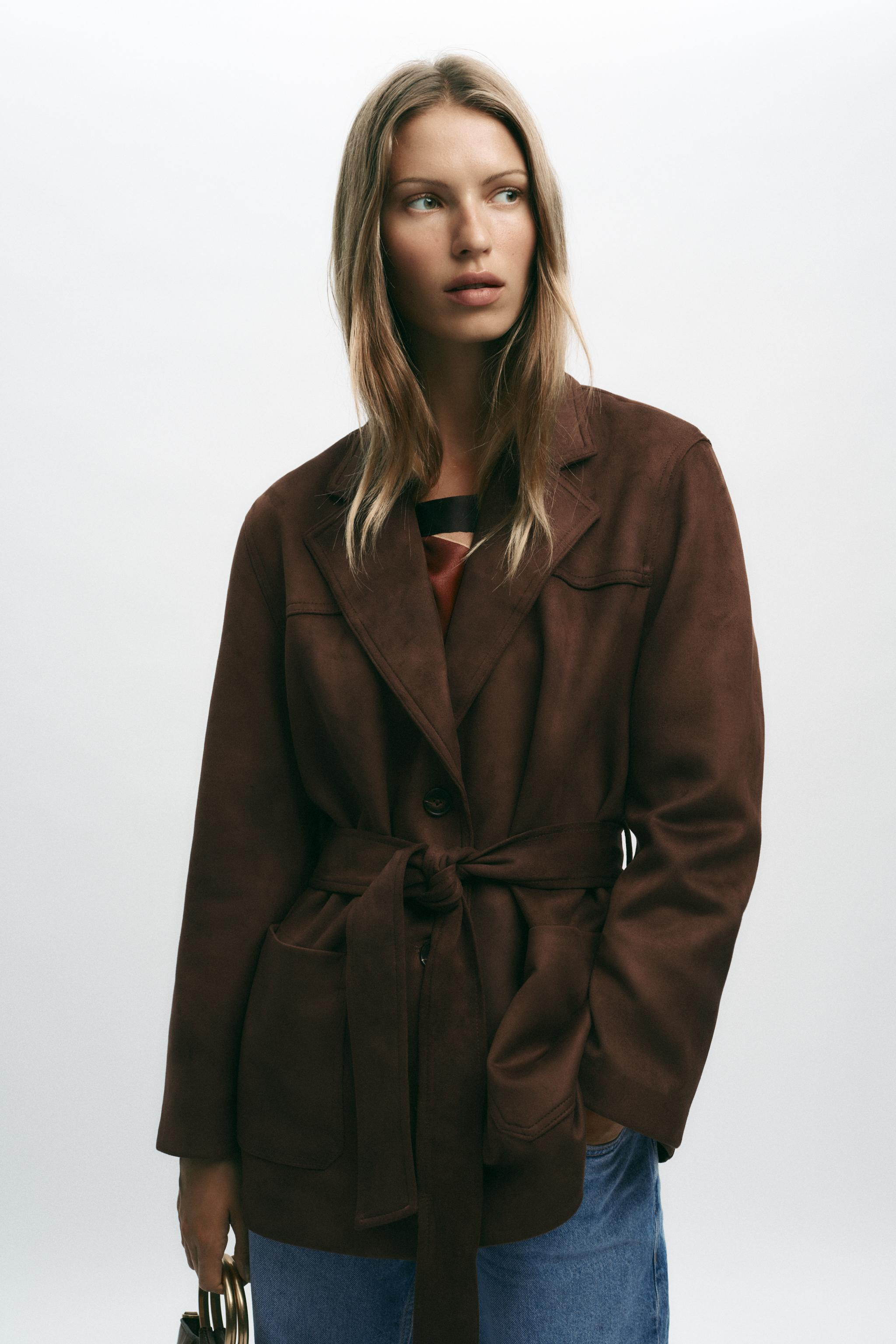BELTED FAUX SUEDE JACKET | Zara US