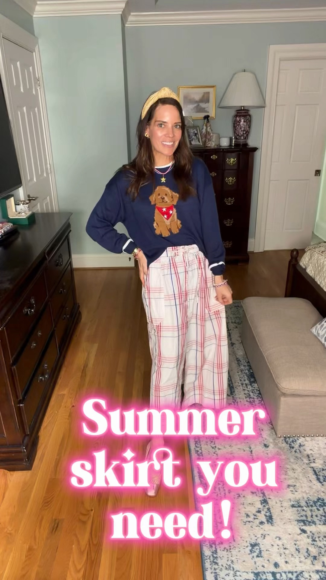 Patriotic Puppy Sweater & Plaid Midi Skirt Outfit ❤️🤍💙

The cutest Americana-inspired outfit for summer nights, Memorial Day & the 4th of July 🇺🇸✨ This navy puppy sweater is actually a kids XL and paired perfectly with this lightweight plaid midi skirt, raffia headband, woven flats, and layered red white & blue accessories for a preppy patriotic look ❤️💙🤍

Sweater runs from the kids section — wearing an XL! Added all of my accessories including the star necklace, bracelets, earrings, raffia headband, woven bag & metallic woven flats ✨

patriotic outfit, Americana style, preppy summer outfit, Fourth of July outfit, Memorial Day outfit, patriotic sweater outfit, plaid midi skirt, raffia headband, woven flats, red white and blue outfit, classic summer style, feminine preppy fashion, summer outfit inspiration 🇺🇸

#LTKootd #LTKPetite #LTKOver40