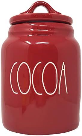 Rae Dunn by Magenta Small Ceramic Cocoa Canister With Air Tight Lid, Red | Amazon (US)
