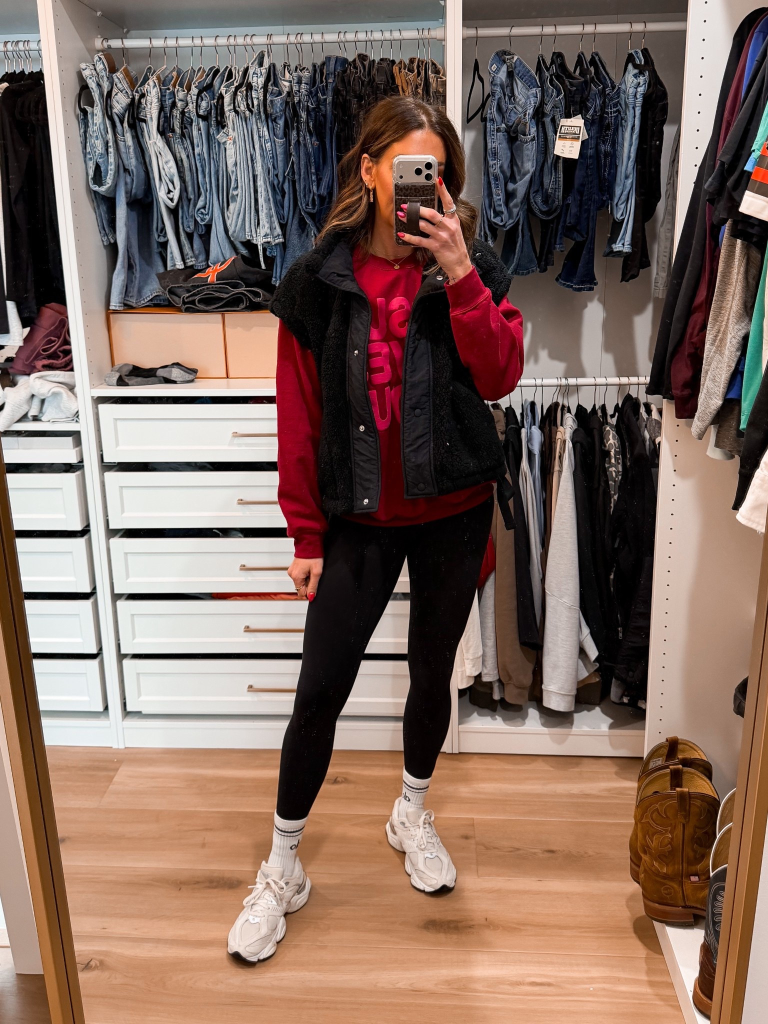 Today’s church outfit! 

Vest-small
Sweatshirt- I can’t link but I got it from @shopbyhisgrace and did a large
Leggings-4
Sneakers-size down 1/2 size 

#LTKootd #LTKSeasonal #LTKTall