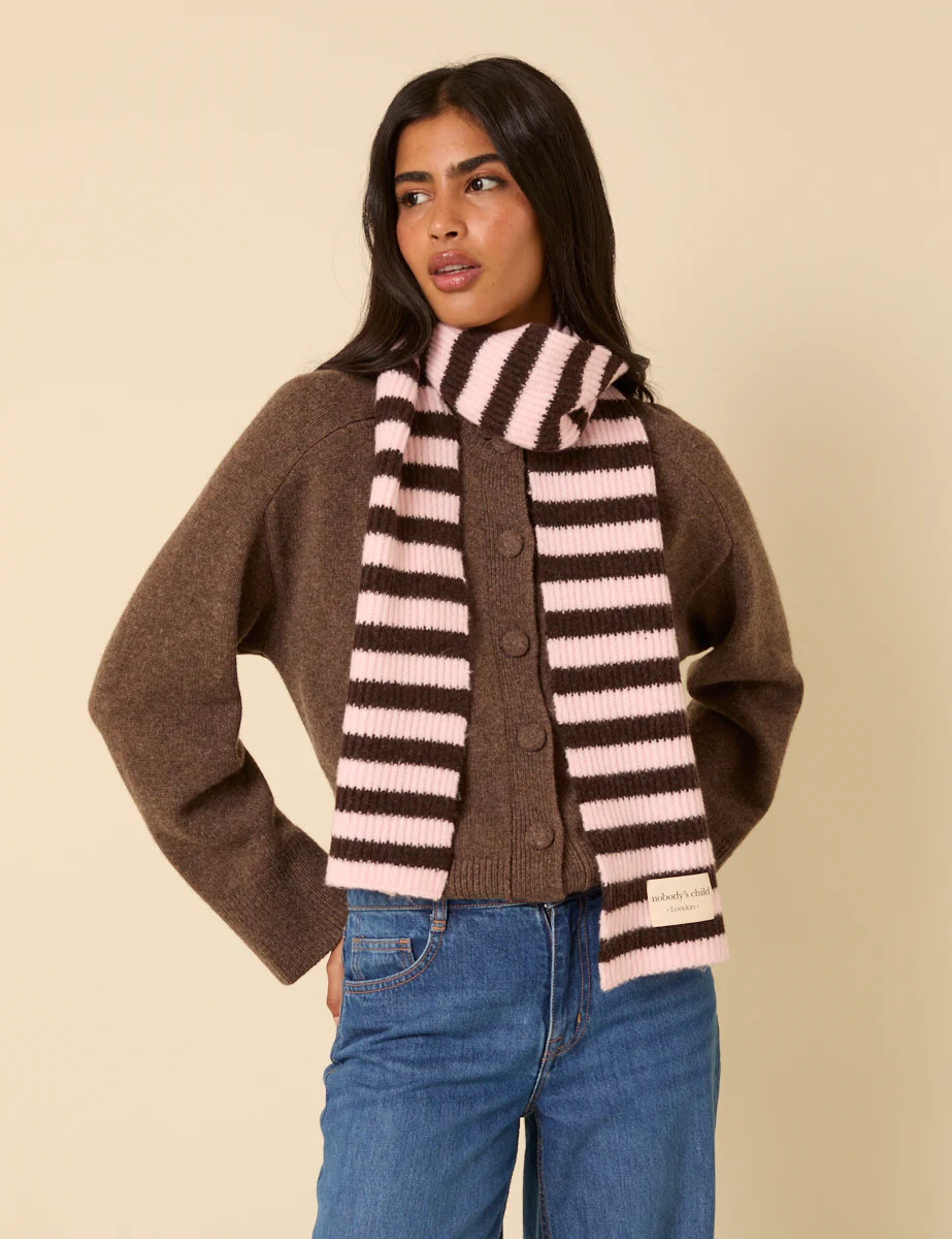 Brown And Pink Striped Scarf | Nobody's Child