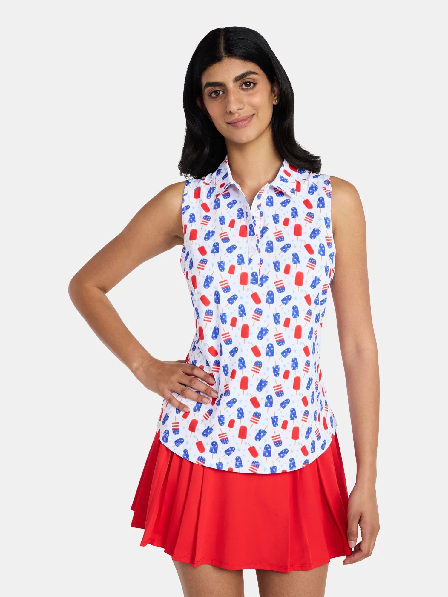 Birdie Bound Women's Gemma Sleeveless Print Golf Polo Shirt with UPF 30+, Sizes XS-XXL | Walmart (US)