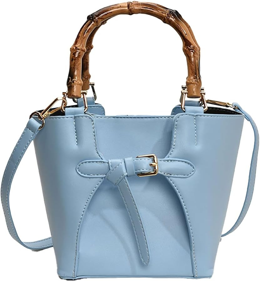Women’s Bucket Bag Trendy Crossbody Bags For Women Vegan Leather Bamboo Handle Shoulder Handbag... | Amazon (US)