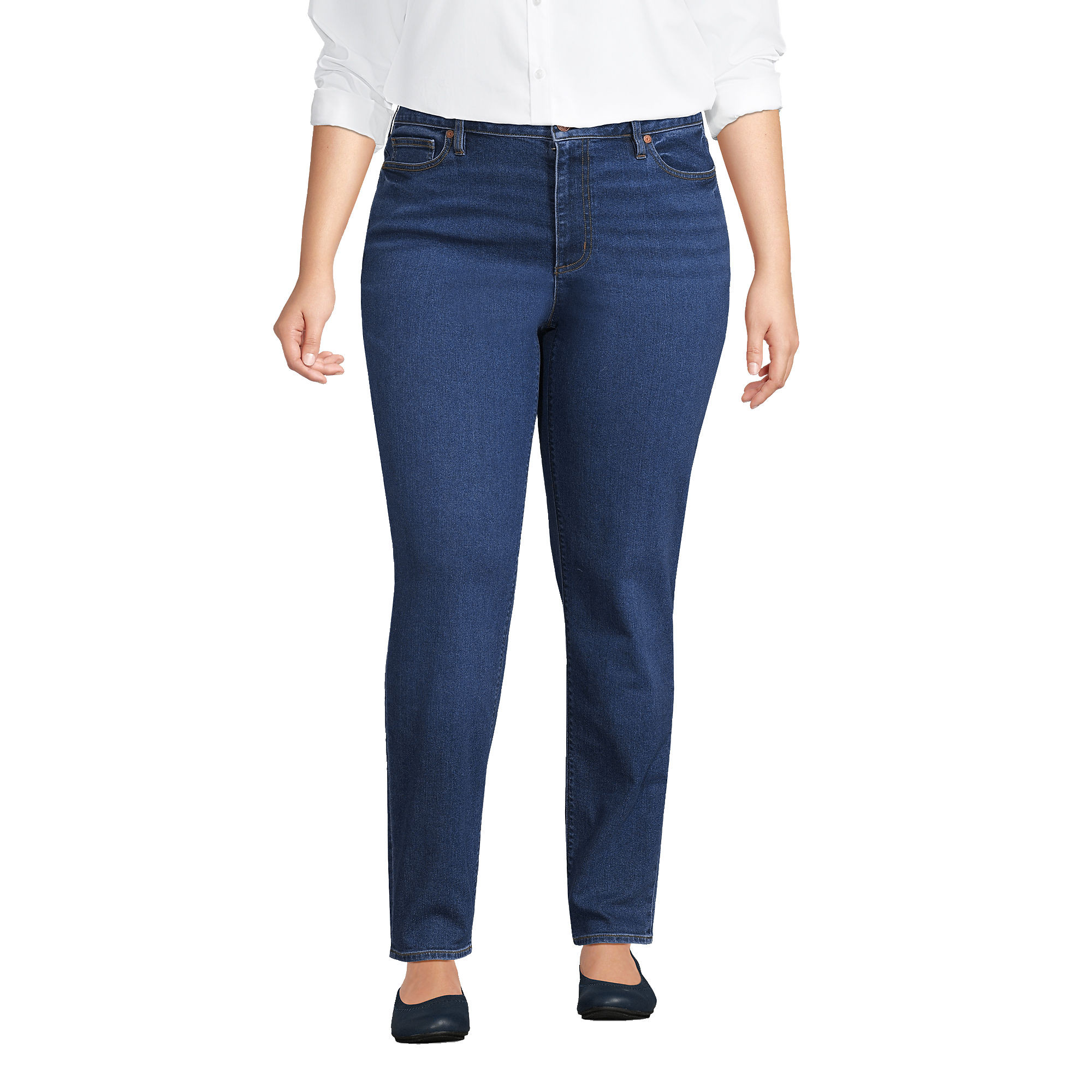Women's Plus Size Recover Mid Rise Boyfriend Blue Jeans | Lands' End (US)