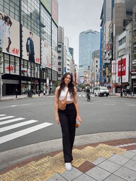 Day 1 in Japan! Went with high waisted black trousers, white crop tee, Nike sneakers and a cross body bag! Loved this fit for an all day outing. 

#LTKstyletip #LTKfindsunder100 #LTKtravel