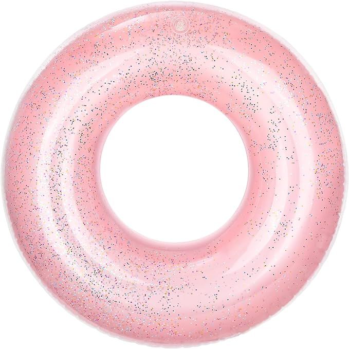 MoKo Swim Rings with Glitter, Inflatable Pool Float Swimming Pool Float Tube Round Shaped Swimmin... | Amazon (US)