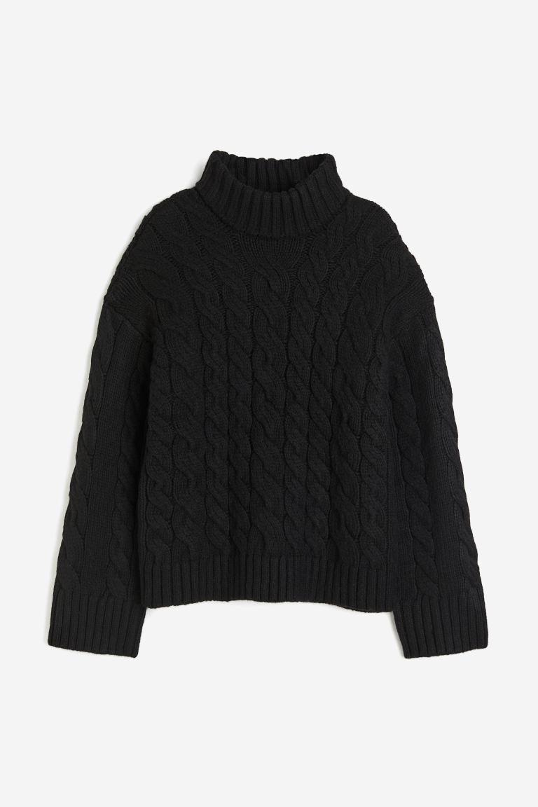 Cable Knit High Neck Sweater - Black - Ladies | H&M AU | H&M (AU)