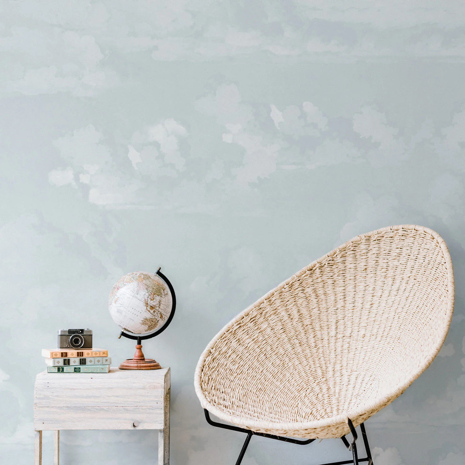 Blue Vintage Clouds Wall Mural | Livettes Wallpaper