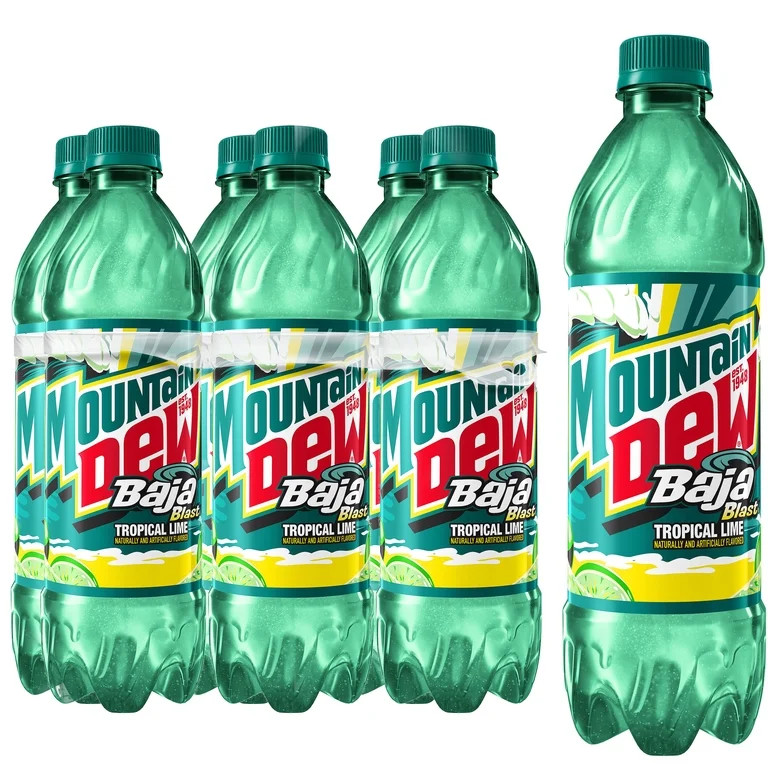 Mountain Dew Soda Pop, Baja Blast, 16.9 fl oz Bottles, 6 Count | Walmart (US)