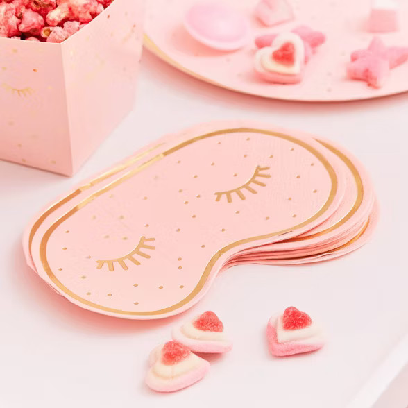 Foiled Eye Mask Shaped Napkin Pink/Gold | Target