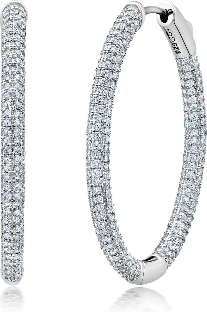 Crislu Pavé Cubic Zirconia Medium Hoop Earrings | Nordstrom | Nordstrom