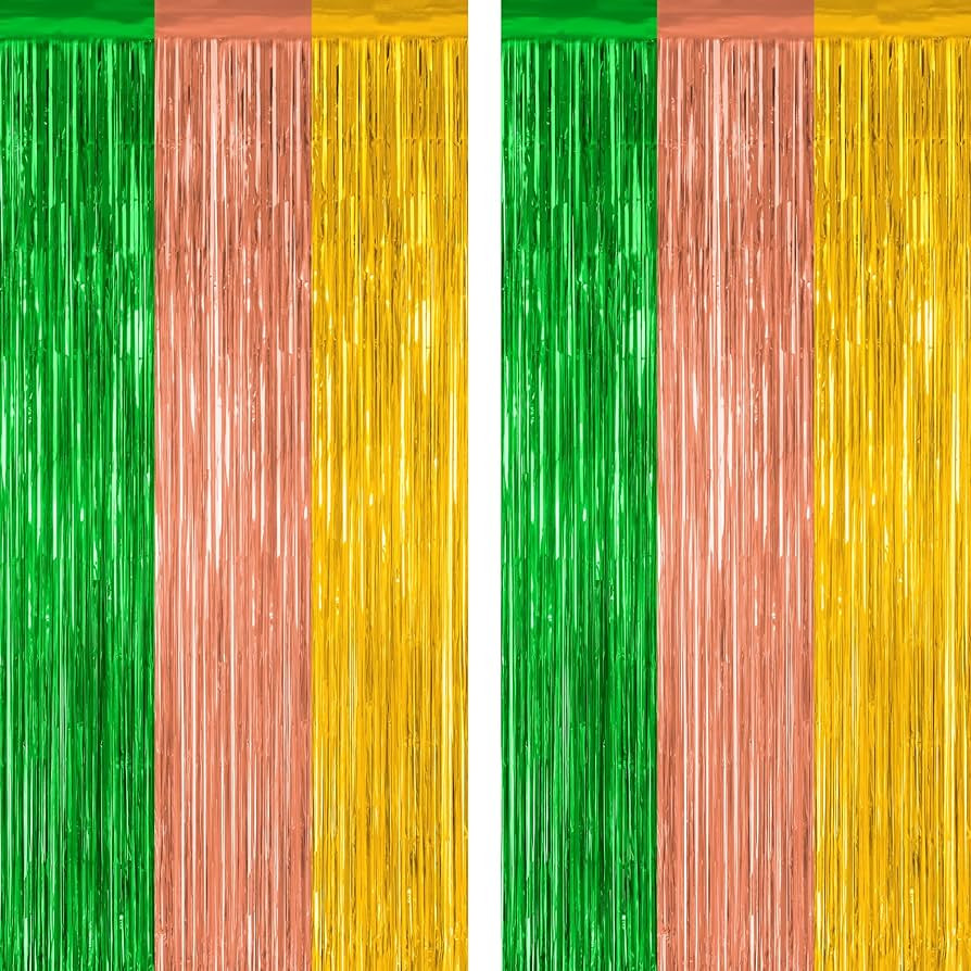 2 Pack Luau Decorations, 3.28 FT x 7.05 FT Summer Party Streamer, Green Brown Yellow Backdrop Tin... | Amazon (US)