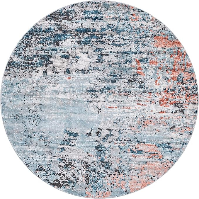 Rugs.com Leipzig Collection Round Rug – 6 Ft Round Multi Low-Pile Rug Perfect for Kitchens, Din... | Amazon (US)