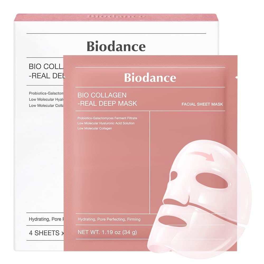 BIODANCE Bio-Collagen Real Deep Mask, Hydrating Overnight Mask, Pore Minimizing, Elasticity Improvement, 34g x4ea | Amazon (US)