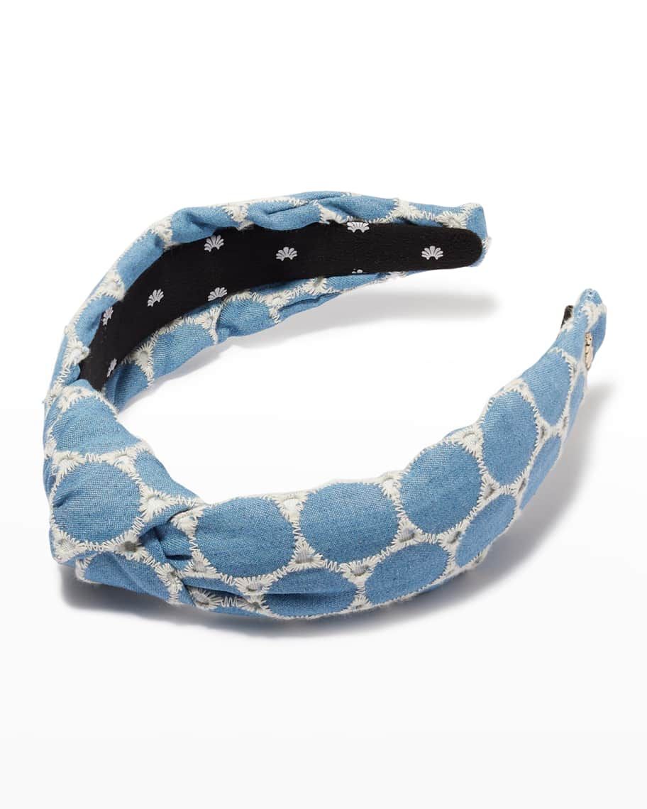 Lele Sadoughi Knotted Dot Eyelet Headband | Neiman Marcus