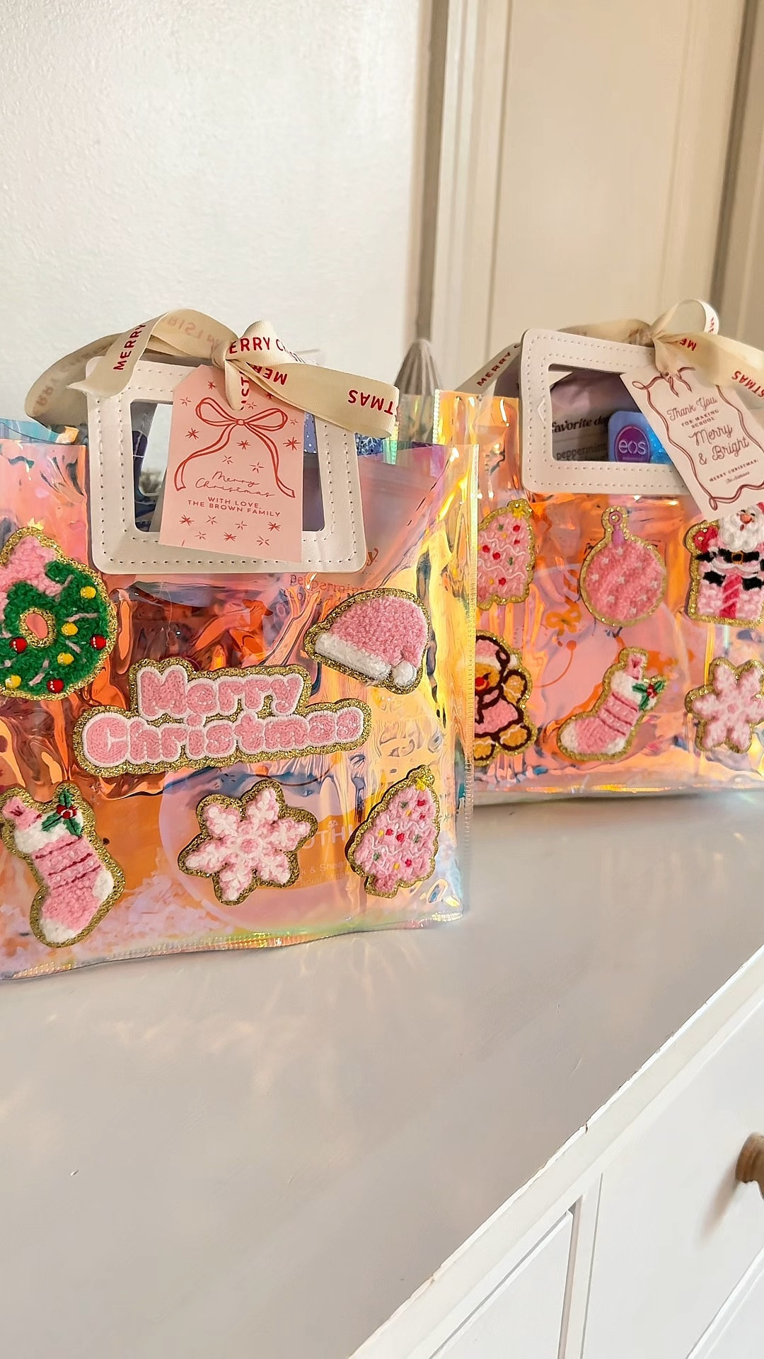 DIY Christmas Gift idea with Christmas pink patches to customize each gift bag, super girly and pink for the holidays 😍🎀

#LTKGiftGuide #LTKSeasonal #LTKHoliday