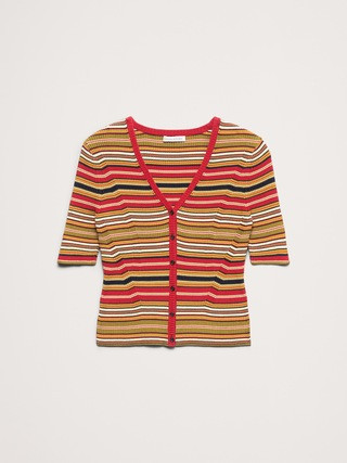 Ribbed Cotton Cropped Cardigan | Banana Republic (US)