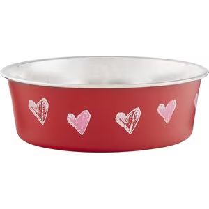 LOVING PETS Bella Non-Skid Stainless Steel Dog & Cat Bowl, Heart Design, 1.75-cup - Chewy.com | Chewy.com