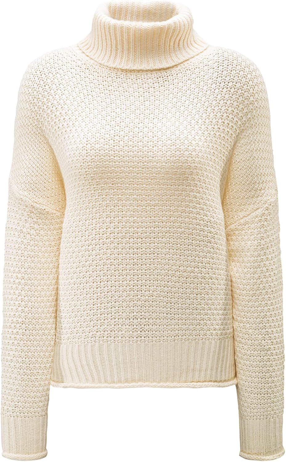 Chase Secret Womens Turtle Cowl Neck Solid Color Soft Comfy Cable Knit Pullover Sweaters S-2XL | Amazon (US)
