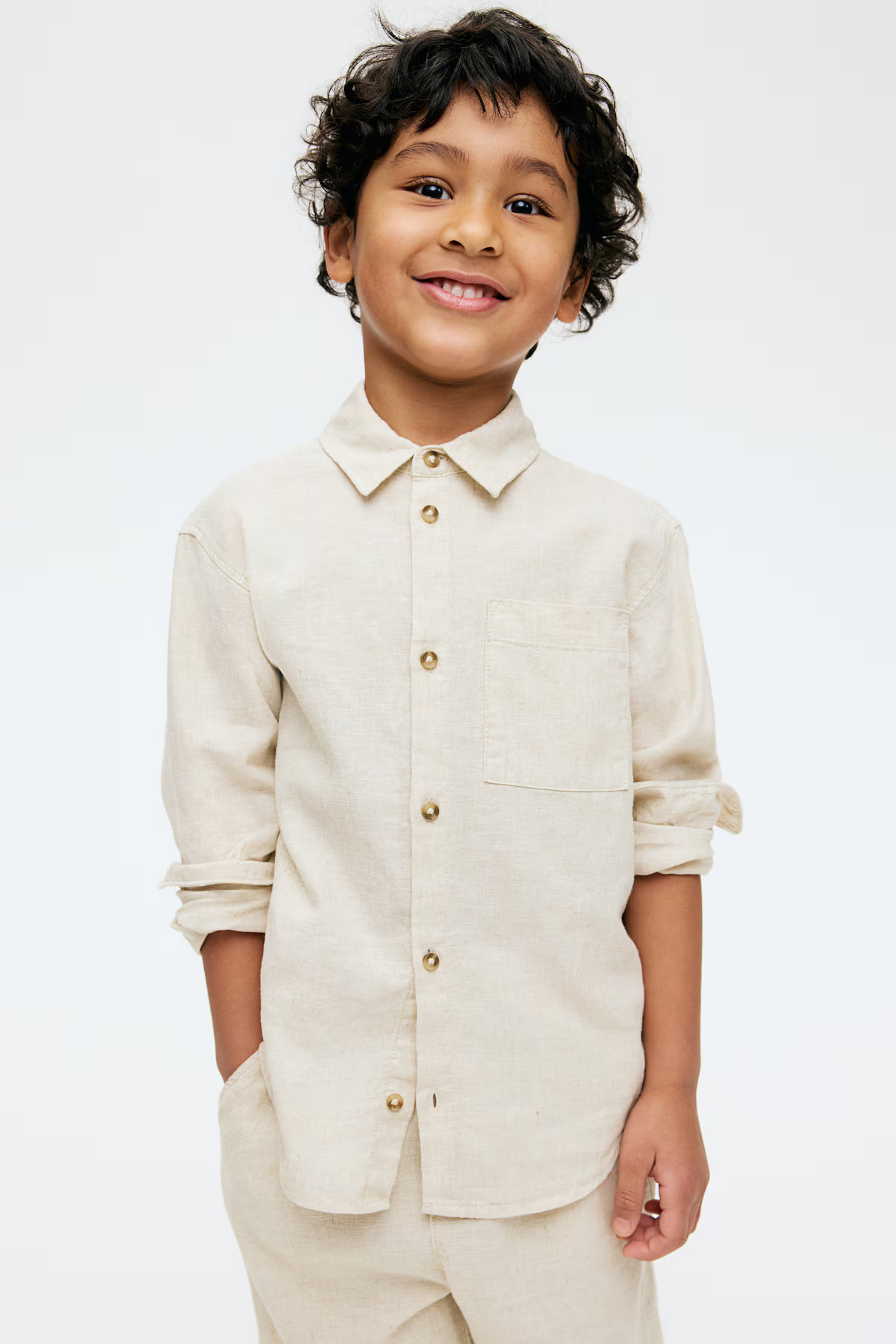 Linen-Blend Shirt - Light beige - Kids | H&M US | H&M (US + CA)