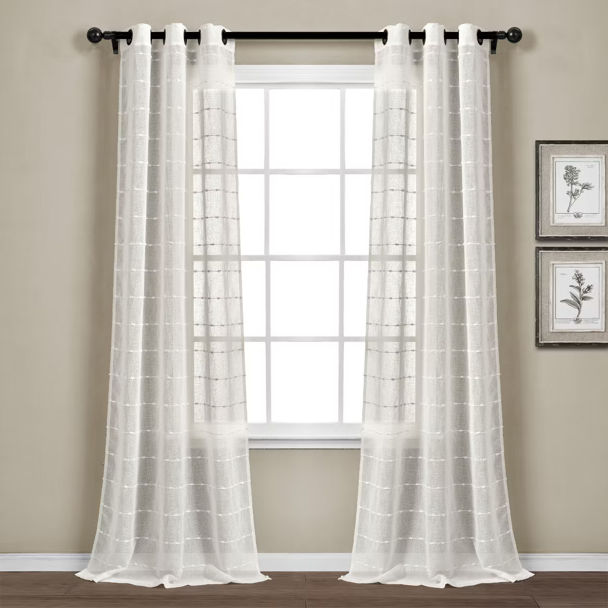 Set of 2 Farmhouse Texture Grommet Sheer Window Curtain Panels - Lush Décor | Target