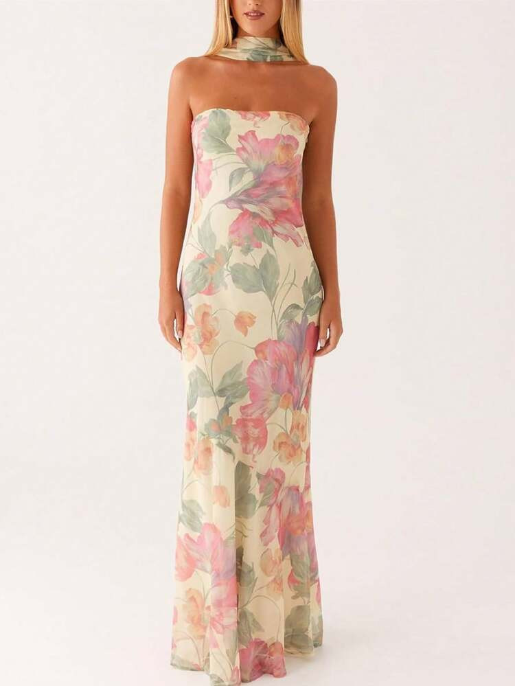 Women's Floral Strapless Dress | SHEIN
