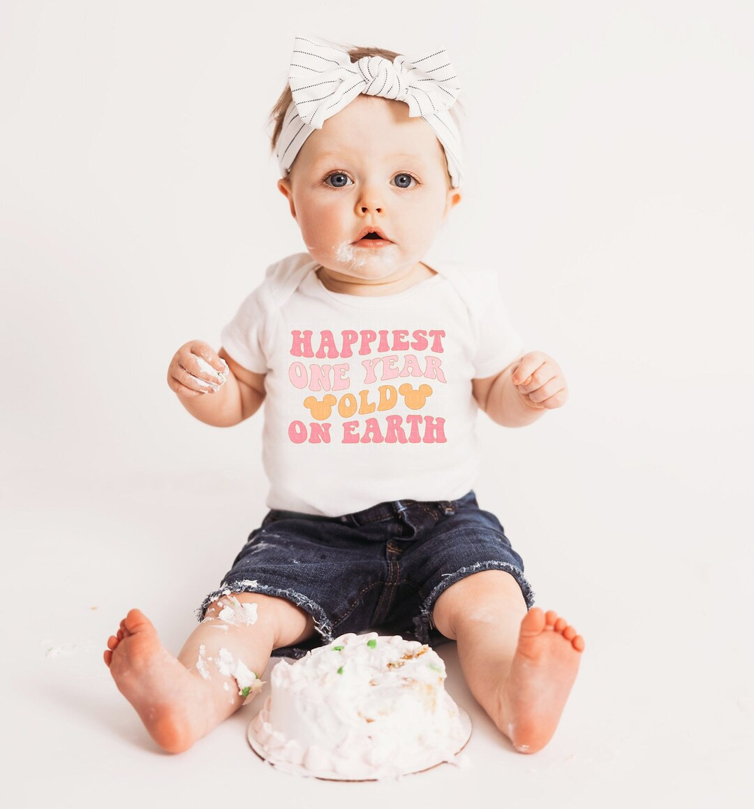 Happiest One Year Old on Earth Shirt 1st Birthday Tee Cute Mouse Ears First Birthday Retro Colorf... | Etsy (US)