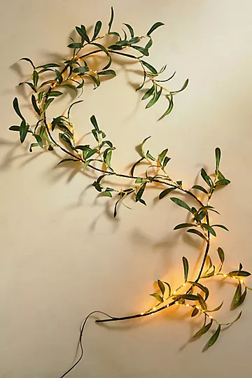 Stargazer Nature Effects Olive Leaf Garland | Anthropologie (US)