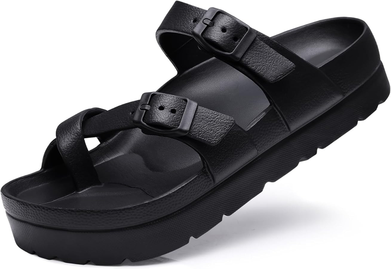 Women's Platform Sandals with Arch Support Comfortable Foam Slides Summer Beach Sandals with Adju... | Amazon (US)