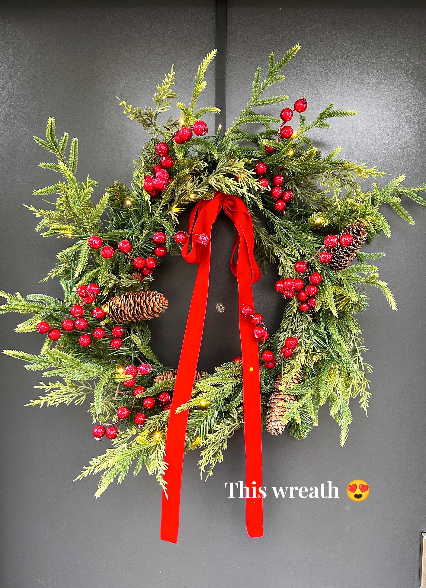 This lighted wreath looks so realistic and is able to be adorned and decorated for your tastes! Comes with ribbon and lights; I added pine cones and berries. Currently on SALE! Look so much better in real life than the picture on their site...

#LTKCyberWeek #LTKHoliday #LTKHome