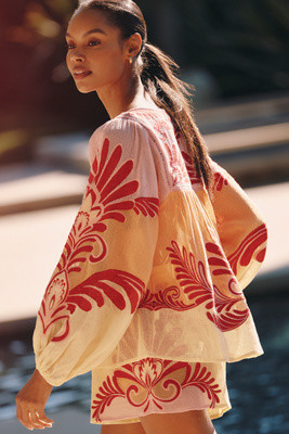 Farm Rio Arabesc Balloon Sleeve Blouse | Anthropologie (US)