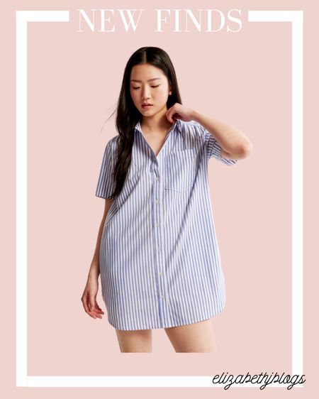 Blue and white striped shirt dress. Work wear. Work outfit 