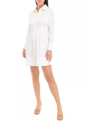 Halston Women's Pleated Button Up Tunic, White, Small | Belk