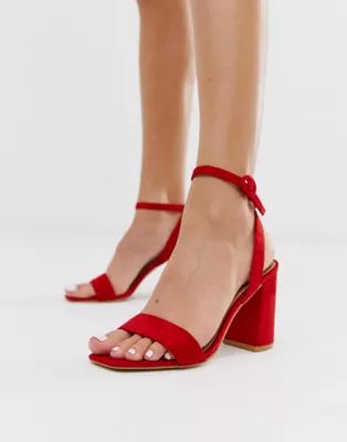 RAID Wink bright red square toe block heeled sandals | ASOS (Global)
