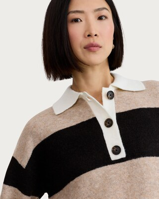 F&F Knitted Stripe Rugby Shirt in Multi Brown | Tesco F&F