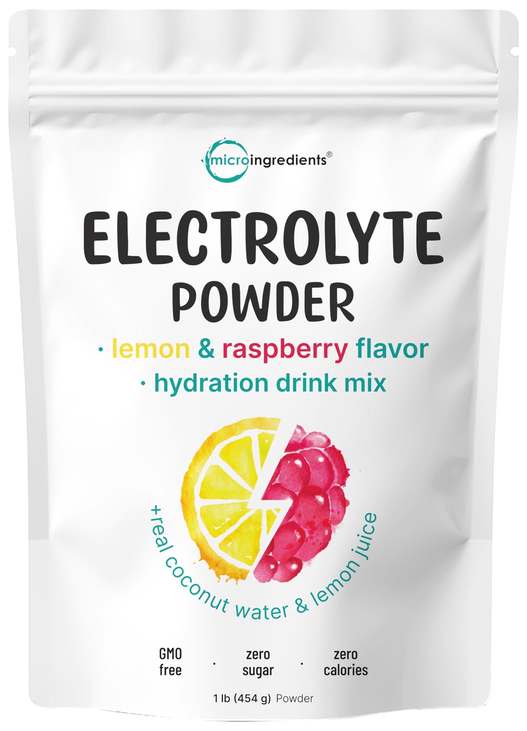 Micro Ingredients Hydration Electrolyte Powder, 1 lb (69 Servings) | Lemon Raspberry Flavor | Hig... | Amazon (US)