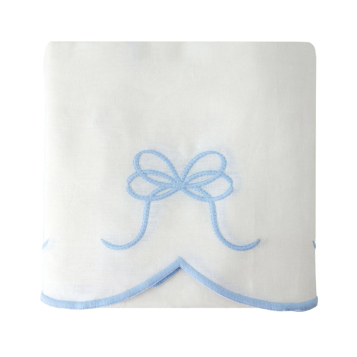 Bow Scalloped Crib Skirt in Soft Blue | Caitlin Wilson Design